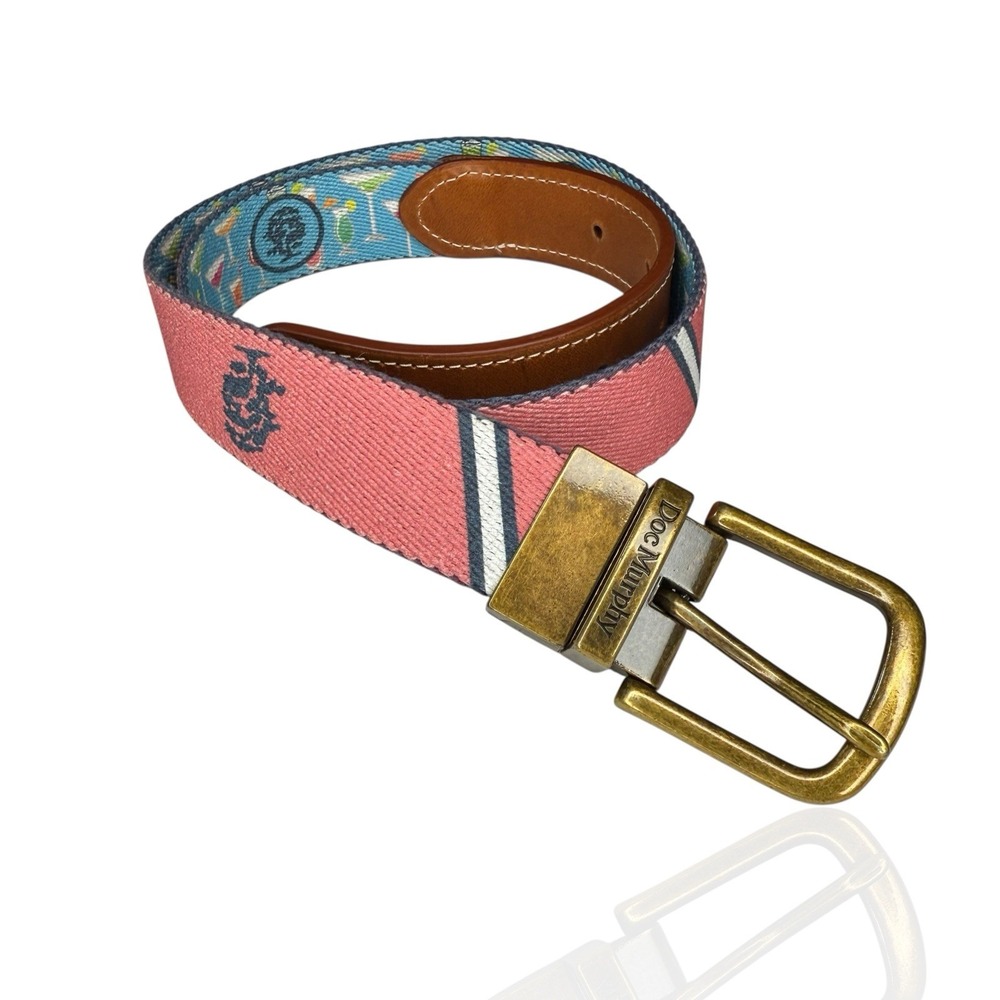 Doc Murphy‎ Palm Beach Reversible Belt Pink Navy Logo/Blue Cocktail Golf Preppy